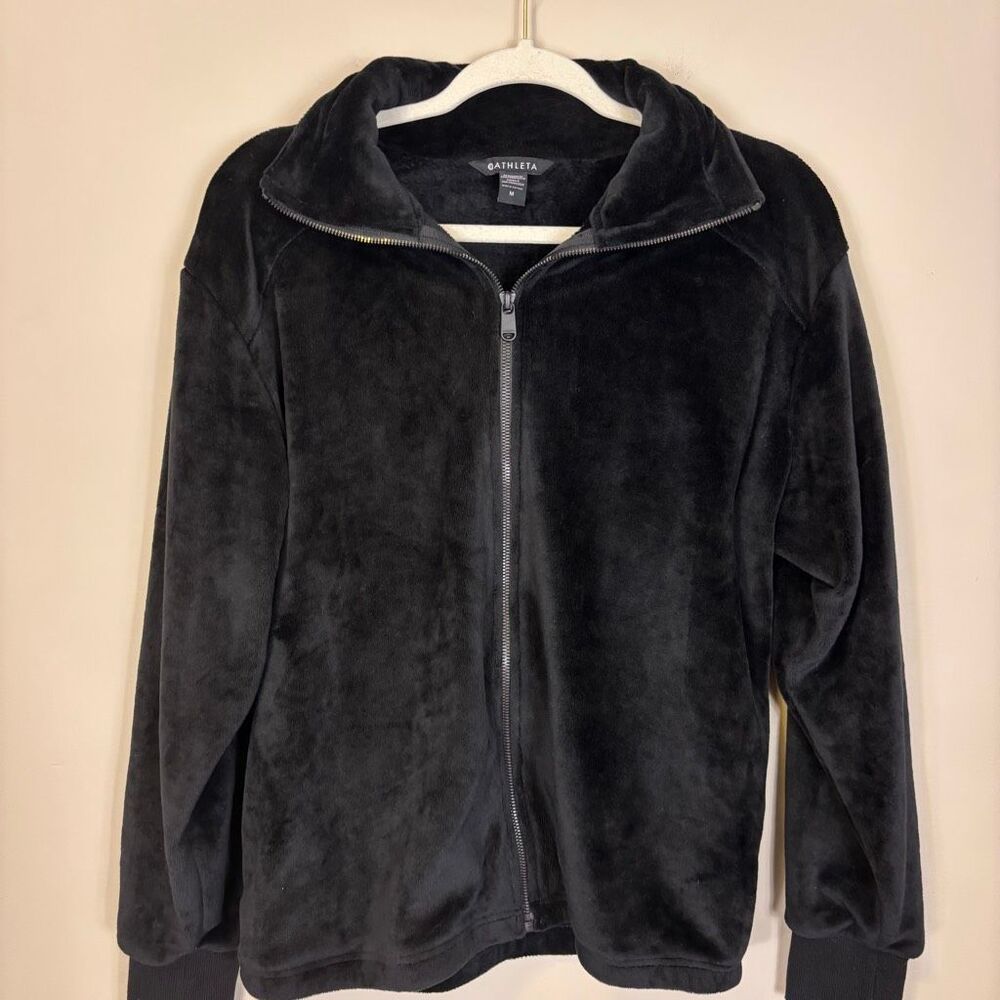 Athleta Black Recover Cozy Karma Full Zip Fleece Jacket Medium - Picture 3 of 6